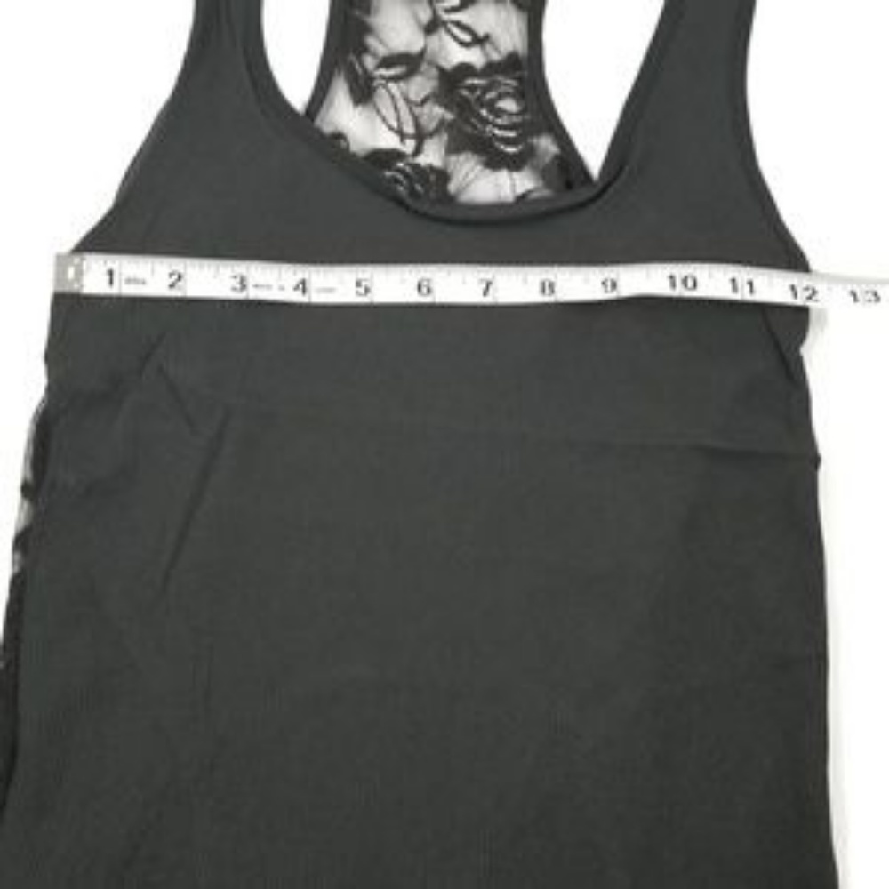 Charcoal Gray Lace Racerback Tank Top - Picture 2 of 4